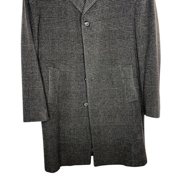 IKE Behar 100% Wool Charcoal Espresso Plaid Made in Canada Men's Coat Size 42 R - Picture 5 of 10